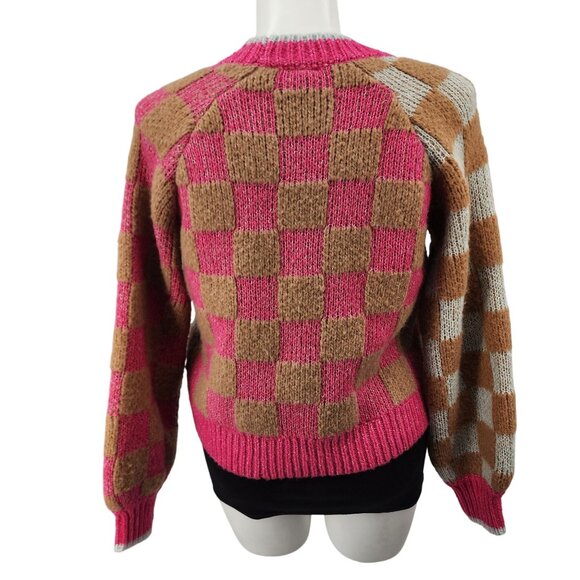 Torrid Womens Checkered Button-Up Cardigan Sweater Size 0 Acrylic Blend - Picture 3 of 10